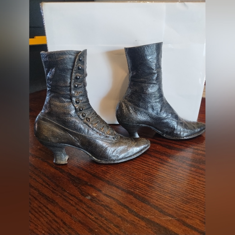 Victorian Edwardian Black‎ button Up Boots 1800's Antique